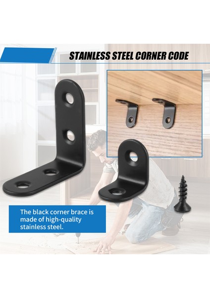 20 Adet Siyah L Braket 90 Derece Açı Paslanmaz Çelik Bağlantı Braketi Bağlantı Elemanı Ahşap Sandalye Kitaplık Tahta Pencere Mobilya Dolap Için (10 Adet-40 Mm/10 Adet-20 Mm) (Yurt Dışından) fırsatları