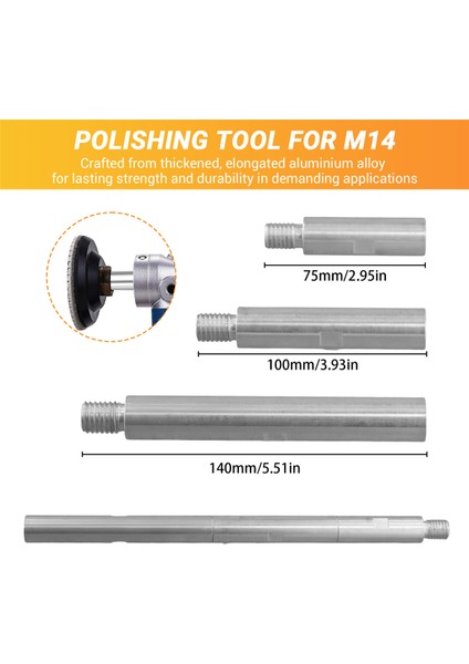 3 Adet M14 Uzatma Çubuğu Şaft Parlatma Aleti M14 Dişli Su Öğütücü 125 Açı Taşlama Makinesi Parlatma Seti (Yurt Dışından) indirimleri