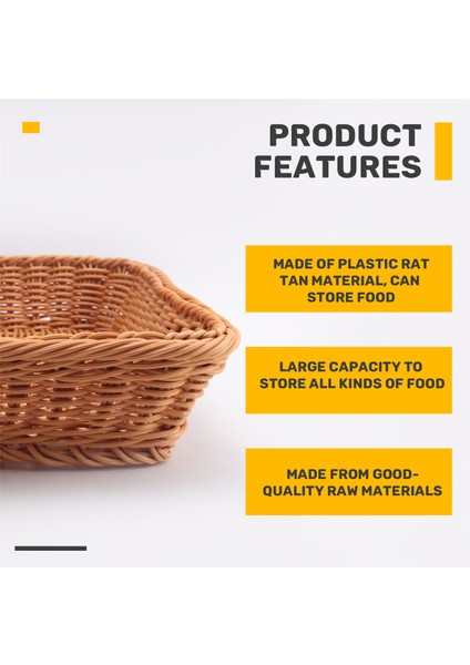 Plastik Rattan Sepet, Ekmek Sepeti Ekmek Dükkanı Süpermarket Sergileme Sepeti Dokuma Masa Üstü Gıda Meyve Sebze Restoran Servis Sepeti, Kahverengi (Yurt Dışından) indirimleri