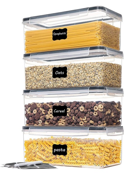 Kapaklı Hava Geçirmez Gıda Saklama Kapları 4'lü Set 3.2l, Makarna ve Uzun Erişteler Için Plastik Spagetti Kabı, Saklama (Yurt Dışından)