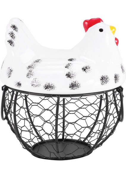 Yumurta Sepeti, Yumurta Tutucu Sepet, Düzenleyici Depolama Tel Örgü Restoran Depolama Sepeti, Mutfak Tavuk Dekoru (Beyaz) (Yurt Dışından)