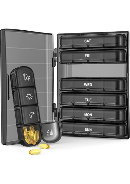 Haftalık Hap Düzenleyici Günde 4 Kez, Seyahat Için Taşınabilir 7 Günlük Hap Kutusu, Işık Geçirmez Hap Kutusu (Yurt Dışından)