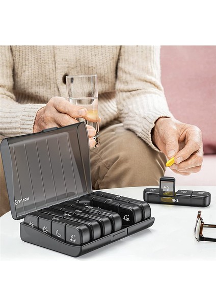 Haftalık Hap Düzenleyici Günde 4 Kez, Seyahat Için Taşınabilir 7 Günlük Hap Kutusu, Işık Geçirmez Hap Kutusu (Yurt Dışından) fiyatları