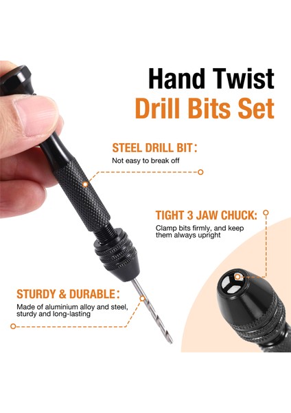 El Büküm Matkap Uçları Seti, Dıy Hassas Pim Mengene Modeli Mini El Spiral Matkap, 25 Adet 0,3 mm Ila 3,0 mm Mikro Matkap Uçları (Siyah) (Yurt Dışından) fırsatları
