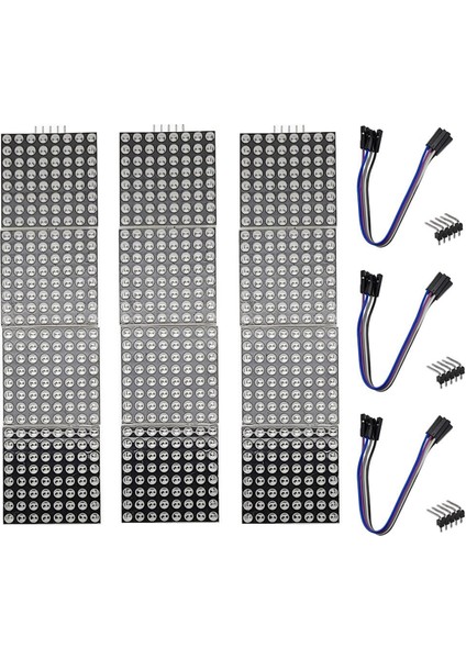 MAX7219 32X8 Nokta Matrisli LED Ekran Modülü 4'ü 1 Arada Ortak Katot Mcu Kontrolü Arduino Için 5pin Kablo ile (Çok Renkli) (Yurt Dışından)