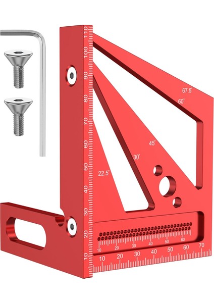 Alüminyum Alaşımlı 3D Çok Açı Ölçüm Cetveli, Hassas 22,5°- 90° Ağaç Işleme Kare Cetveli, Çizim Astarı Çizici (Yurt Dışından)
