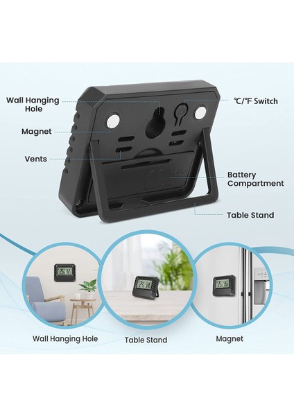 LCD Dijital Termometre Iç Mekan Kullanımı Için Mini Oda Termometresi Termo-Higrometre Nem Ölçer Oturma Odası Için Siyah (Yurt Dışından) fırsatları