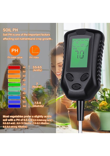 In-1 Toprak Ph Ölçer Nem Monitörü Sıcaklık Güneş Işığı Test Cihazı Bahçe Bitkileri Tarım Için Dijital Arka Işık (Yurt Dışından) modelleri