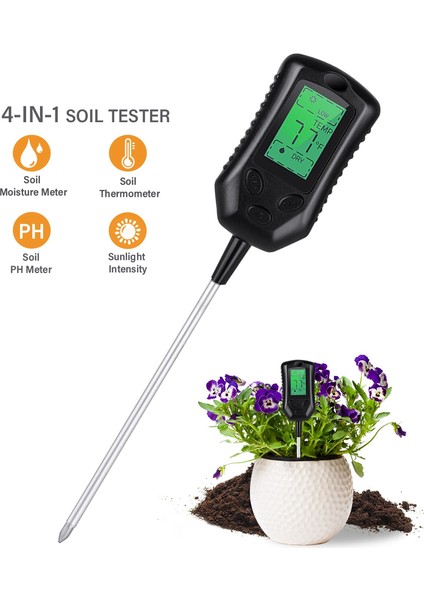 In-1 Toprak Ph Ölçer Nem Monitörü Sıcaklık Güneş Işığı Test Cihazı Bahçe Bitkileri Tarım Için Dijital Arka Işık (Yurt Dışından) indirimleri