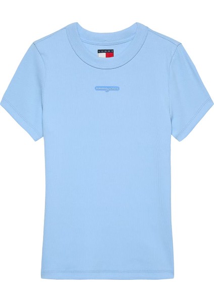 Kadın Tjw Slim Script Label Ss Kısa Kollu T-Shirt - Açık Mavi