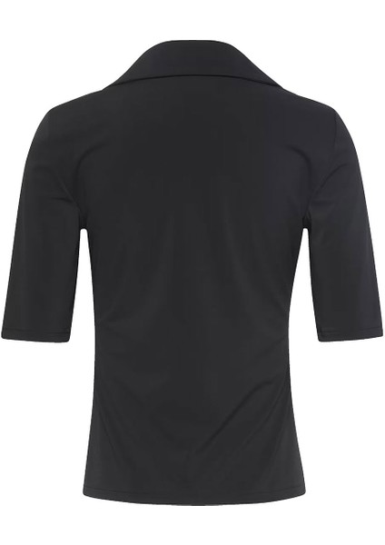 Kadın Hs Crepe Jersey Polo T-Shirt - Siyah fiyatları