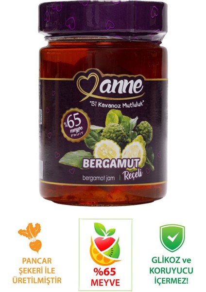 Bergamut Reçeli 400 gr (Pancar Şekeri İle Üretilmiştir - Glikoz, Koruyucu İçermez)