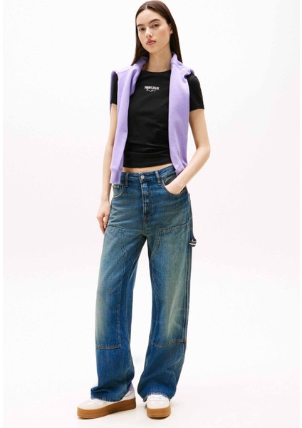 Kadın Slim Fit Logolu T-Shirt - Siyah fiyatları