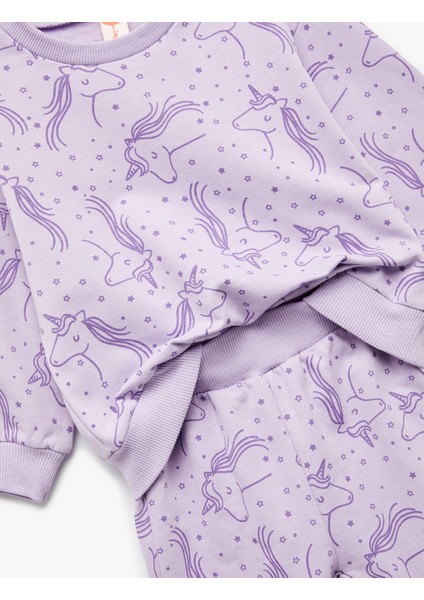 Unicorn Baskılı Pamuklu Şardonlu Eşofman Takımı modelleri