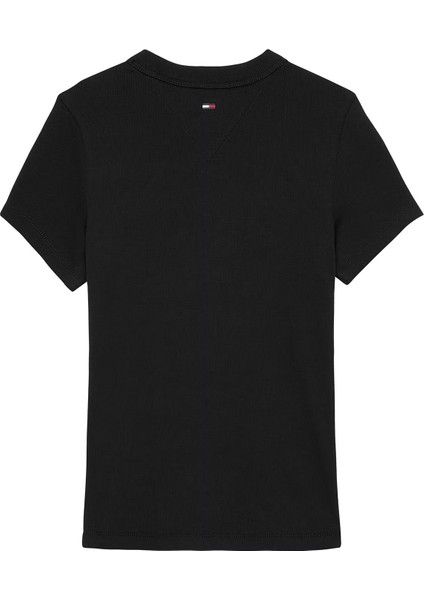 Kadın Tjw Slim Script Label Ss T-Shirt - Siyah modelleri