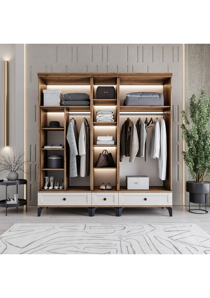 Monzıo Silva 5 Kapaklı Çekmeceli Gardırop Tamamı Mdf (Aytaşı)