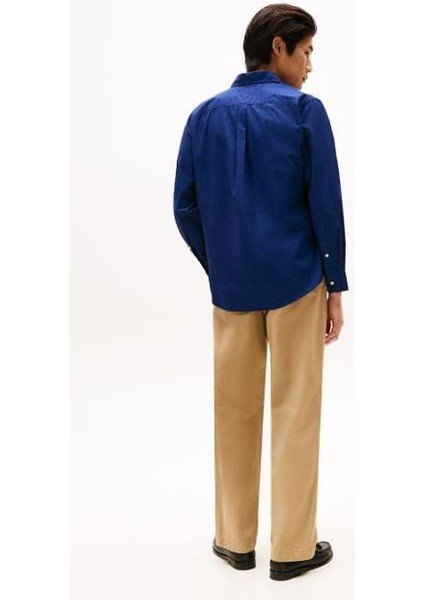 Erkek Regular Fit Düğmeli Yaka Poplin Gömlek - Lacivert modelleri