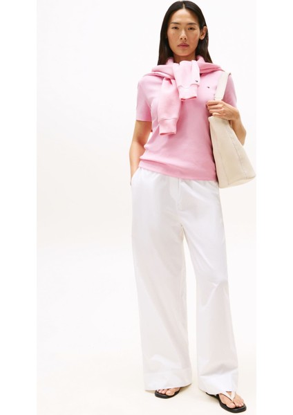 Kadın Slim Cody V-Yaka Kısa Kollu T-Shirt - Pembe fiyatları