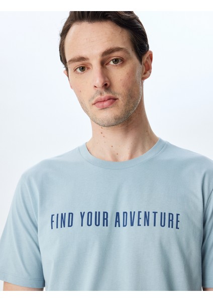 Bisiklet Yaka Regular Fit Pamuklu Kısa Kollu Slogan Baskılı Tişört fiyatları