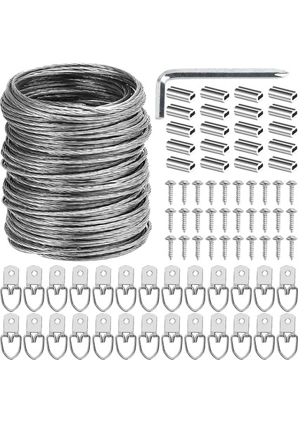 100 Adet Resim Asma Tel Takımı, Fotoğraf Aynası Çerçeve Sanat Eseri Için 100 Ayak Ağır Hizmet Tipi Tel Resim Asma (Yurt Dışından)