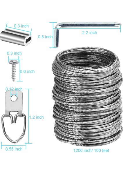 100 Adet Resim Asma Tel Takımı, Fotoğraf Aynası Çerçeve Sanat Eseri Için 100 Ayak Ağır Hizmet Tipi Tel Resim Asma (Yurt Dışından) fiyatları