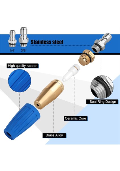 Turbo Nozul Basınçlı Yıkama Makinesi, 4000PSI Döner Güç Yıkama Nozulları (Maksimum 5000PSI) 1/4ın ve 3/8ın Hızlı Bağlantı, 4.0gpm (Yurt Dışından) fiyatları
