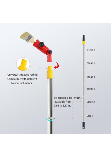 Çok Açı Boya Fırçası Uzatma Direği Seti El Tipi Boya Aleti Uzatma Bağlantı Braketi Tavan, Pencere Için Uygun (Yurt Dışından) fırsatları