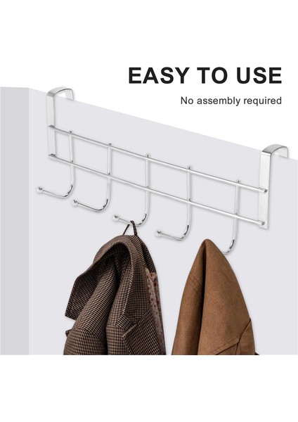 Kapı Üstü 5 Kanca Ev Banyo Düzenleyici Raf Giysi Mont Şapka Havlu Askısı Paslanmaz Çelik Iyi Yük Taşıma (Yurt Dışından)