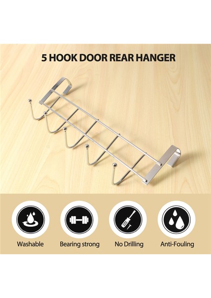 Kapı Üstü 5 Kanca Ev Banyo Düzenleyici Raf Giysi Mont Şapka Havlu Askısı Paslanmaz Çelik Iyi Yük Taşıma (Yurt Dışından) modelleri