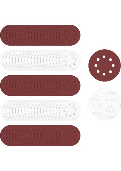100 Adet 5 Inç 8 Delikli Kanca ve Halka Zımpara Diski Zımpara Kağıdı, Her Birinden 20 Adet 600, 800, 1000, 1500, 2000 Grit Zımpara Kağıdı Rastgele Parça Zımparalar Için (Yurt Dışından)