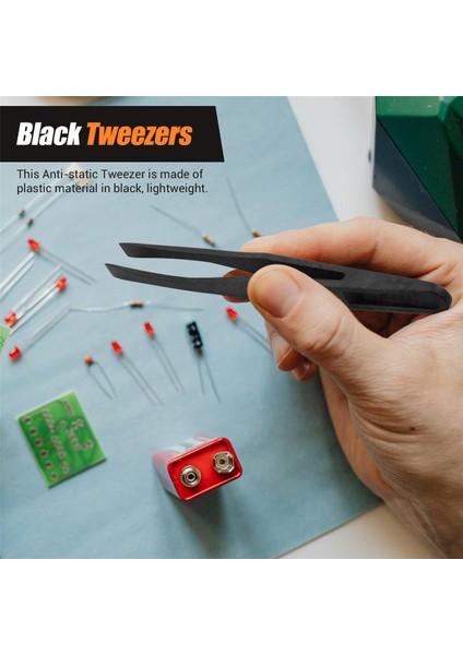 115MM Uzun Düz Uçlu Siyah Plastik Anti-Statik Cımbız 3 Adet (Yurt Dışından) indirimleri