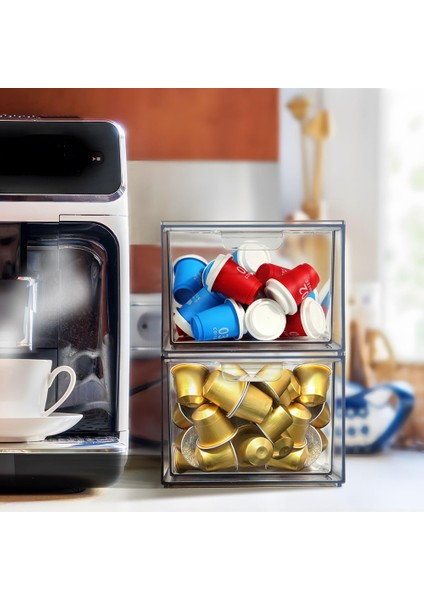 2 Adet K Kupası Düzenleyici Kahve Pod Saklama Kabı Yığılabilir Çekmeceler Krema Şeker Kahve Barı Düzenleyici (Yurt Dışından) indirimleri