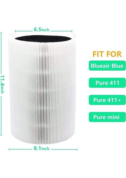 Blueair Blue Pure 411,411+ ve Mini Hava Temizleme Cihazı Için 2 Adet Yedek Filtre, Hepa ve Aktif Karbon Kompozit Filtre (Yurt Dışından) fiyatları