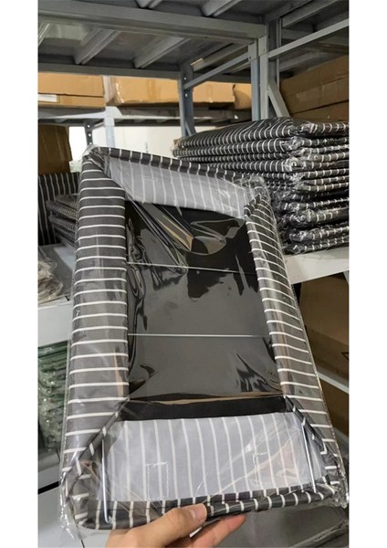 Bej Çizgili Katlanır Metal Çerçeve Giysi Saklama Kutusu Büyük Kapasiteli Pantolon Saklama Kutusu (Yurt Dışından) indirimleri