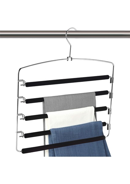 Pantolon Askıları 5 Katmanlı Metal Gevşek Sihirli Askılar Kaymaz Köpük Dolgulu Salıncak Kol Yerden Tasarruf Sağlayan Askı Giysi Dolabı Depolama Düzenleyici Pantolon ve Giysiler Için (Yurt Dışından) modelleri