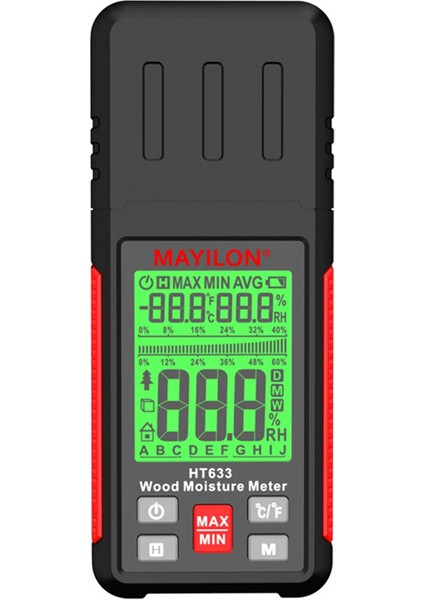 Mayılon HT633 LCD Ekranlı Dijital Ahşap Nem Ölçer Ahşap Nem Test Cihazı Higrometre Kereste Nem Dedektörü (Yurt Dışından)