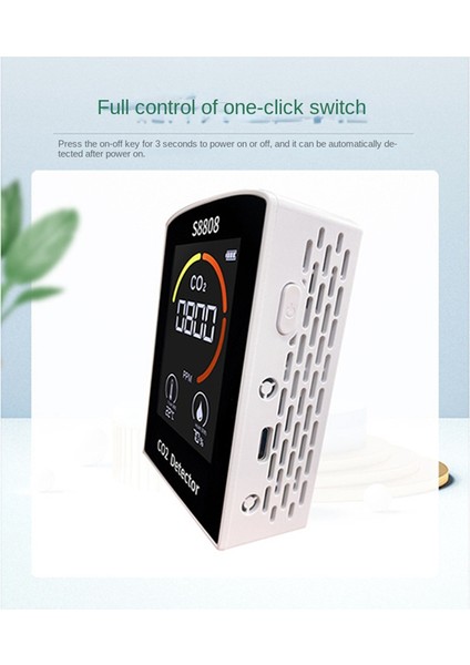 4-In-1 Dijital Co2 Ölçer Karbon Dioksit Nem Sıcaklık Ölçümü Tvoc Sensör Test Cihazı Co2 Hava Kalitesi Monitör Dedektörü (Yurt Dışından)