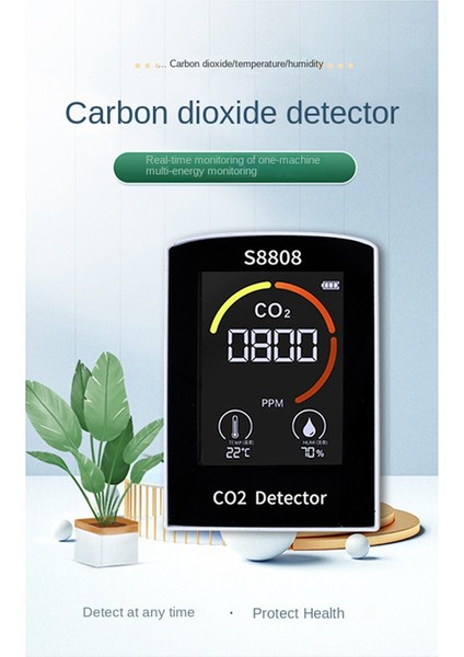 4-In-1 Dijital Co2 Ölçer Karbon Dioksit Nem Sıcaklık Ölçümü Tvoc Sensör Test Cihazı Co2 Hava Kalitesi Monitör Dedektörü (Yurt Dışından)