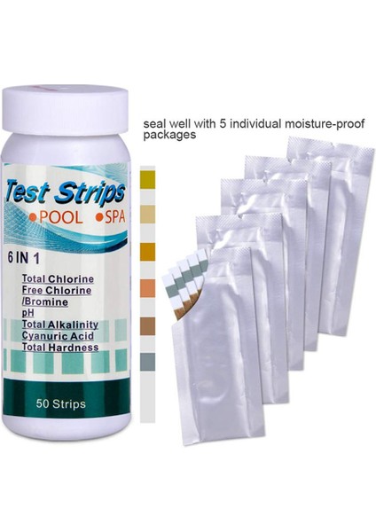 50 Adet 6-In-1 Yüzme Havuzu Ph Test Kağıdı Artık Klor Ph Değeri Alkalinite Sertlik Test Şeridi Ph Test Cihazı (Yurt Dışından) indirimleri