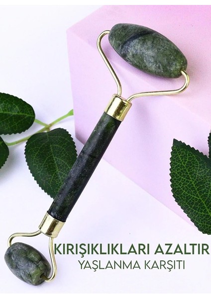 Ikili Yeşim Taş Masaj ve Gua Sha Seti, Doğal Yüz Bakım Taşları