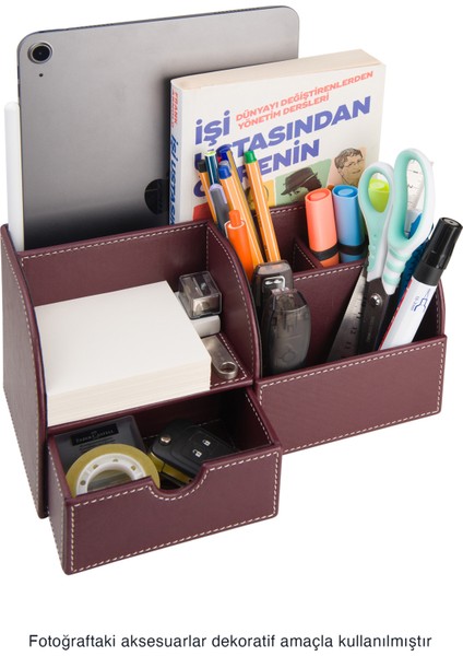 Masaüstü Organizer,kalemlik,kumandalık,küp Bloknotluk,tabletlik,kitaplık,6 Gözlü,çekmeceli,bordo modelleri