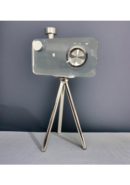 Tripot Ayaklı Kristal Gümüş Cam Fotoğraf Makinası