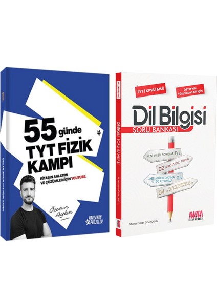 Özcan Aykın 55 Günde Tyt Fizik Kampı ve Akm Dil Bilgisi Soru Bankası Seti 2 Kitap