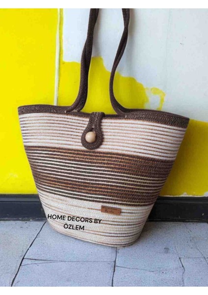 Hasır Omuz Çantası Plaj Çantası Günlük Çanta El Emeği Handmade
