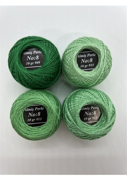 Almiş Perle Etamin-Kanaviçe 4 Lü Iplik Seti (10 Gr-No:8) 909-912-913-955