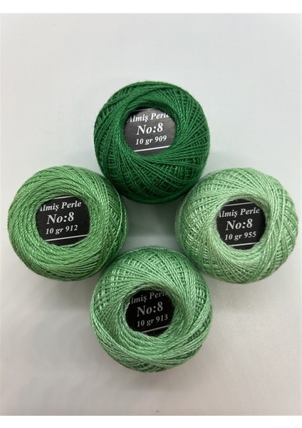 Almiş Perle Etamin-Kanaviçe 4 Lü Iplik Seti (10 Gr-No:8) 909-912-913-955