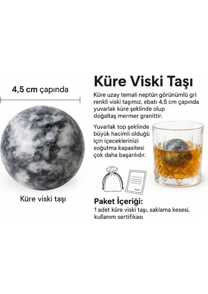Neptün Seri Küre Granit Mermer Viski Taşı Hediye Kutusunda 1 Adet fiyatları