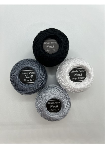 Almiş Perle Etamin-Kanaviçe 4 Lü Iplik Seti (10 Gr-No:8) 310-414-415-B5200