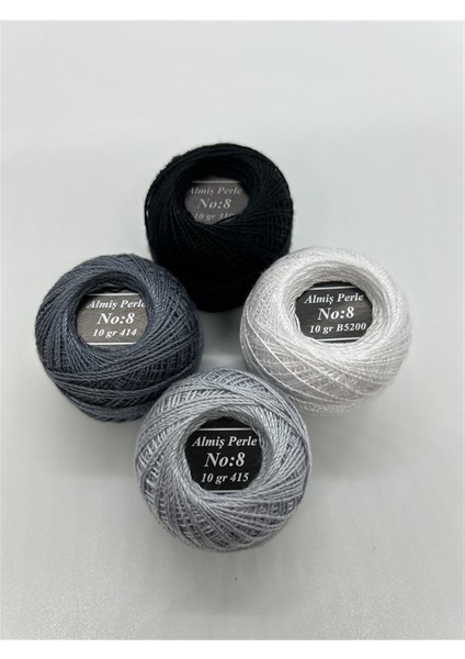 Almiş Perle Etamin-Kanaviçe 4 Lü Iplik Seti (10 Gr-No:8) 310-414-415-B5200