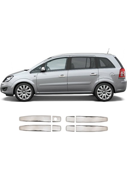 Opel Zafira B Uyumlu 2005-2011 Krom Kapı Kolu 4 Kapı Paslanmaz Çelik